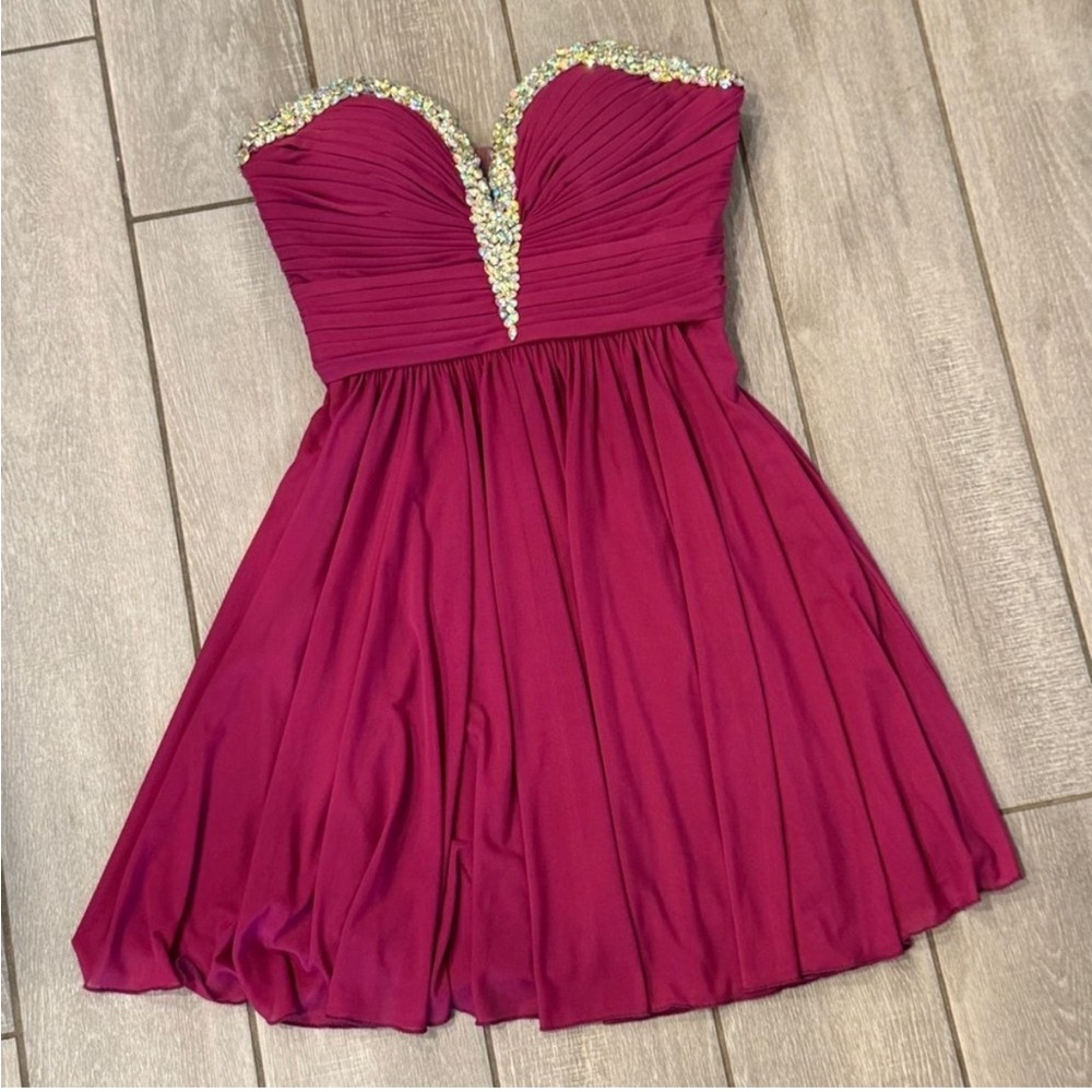 Jovani JVN Embellished Strapless Mini Formal Homecoming Pageant Dress 4